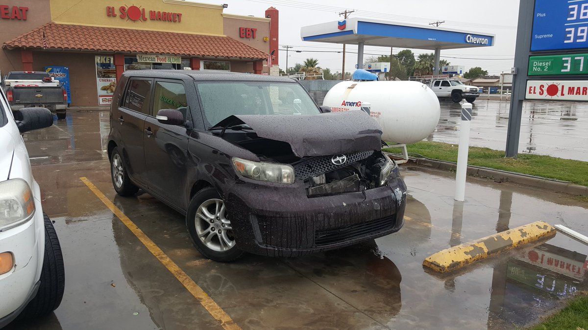 WestmorlandPD's tweet photo. Vehicle involved in a traffic collision on Main Street. No one injuries reported.  Please use extra caution while driving in the rain. https://t.co/I9jlb8NwsQ