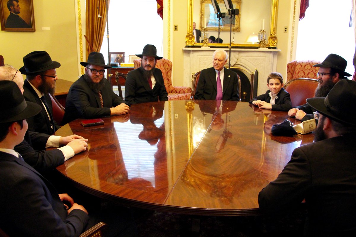 senorrinhatch's tweet photo. This evening Senator Hatch met with 6 Chabad-Lubavitch rabbis in his office. (1/6) https://t.co/r0AnH84eE0