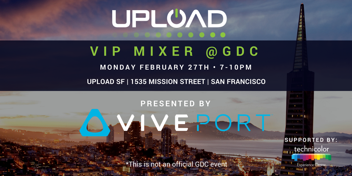 UncannyArcade's tweet photo. We are completely sold out for our #UploadParty at GDC tonight. Looking forward to seeing everyone! #GDC17 #VR https://t.co/7mTcn0NvFK