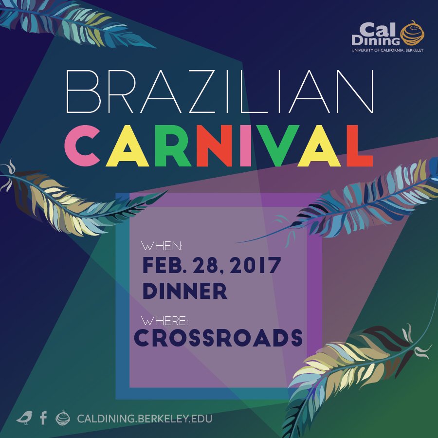 CalDining's tweet photo. See you at our Brazilian Carnival TOMORROW! Check out the full menu here: https://t.co/9PvzdYUmJU #CalDining #chiletritip #farofa #tostones https://t.co/LZLLUwdO8z