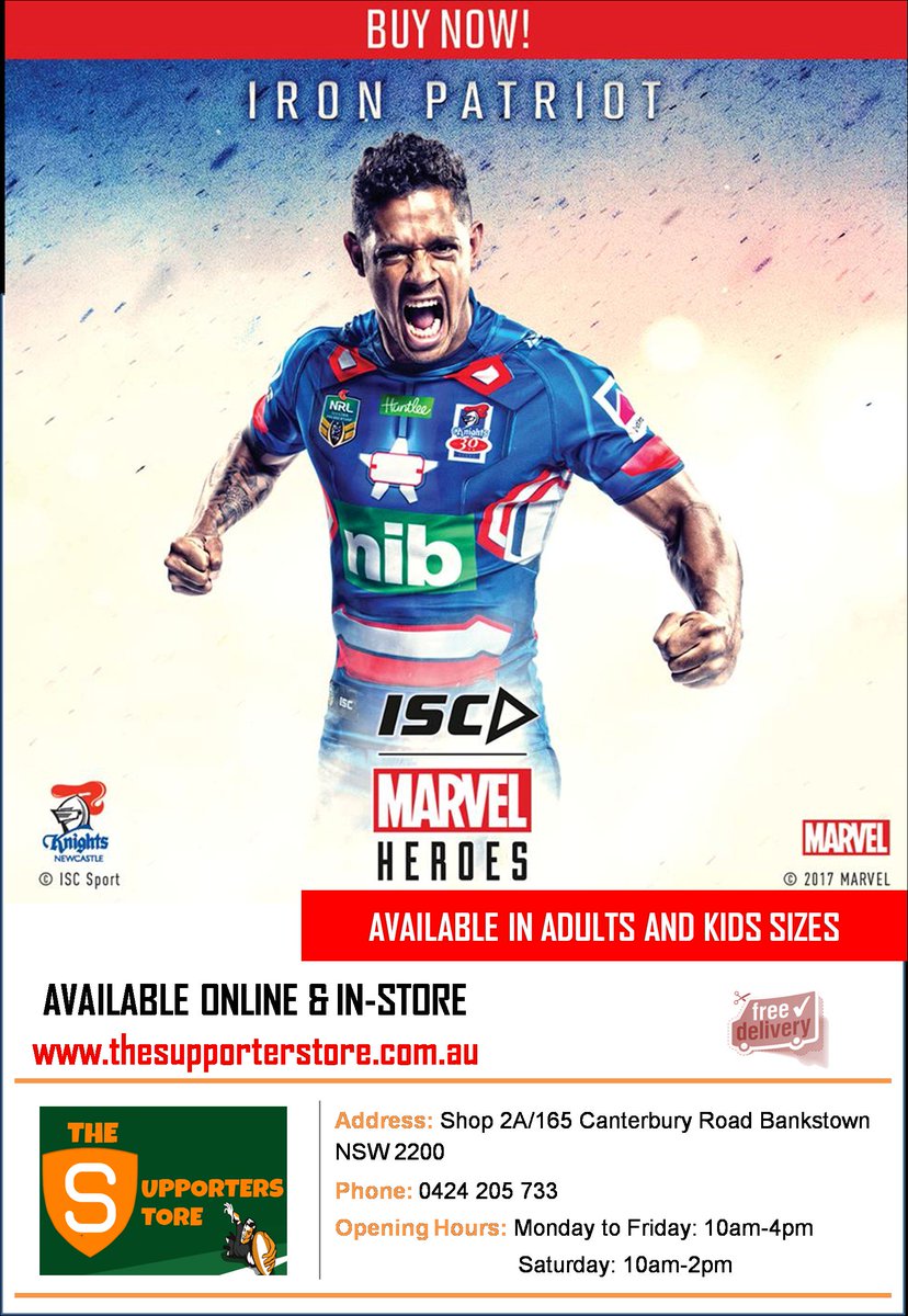 supportersstore's tweet photo. The wait is over... #ISCMARVELHEROES
Newcastle Knights | Iron Patriot

Available now @ https://t.co/FkDe89FXFI

#NRL #newcastleknights https://t.co/tlz33d4Vr0