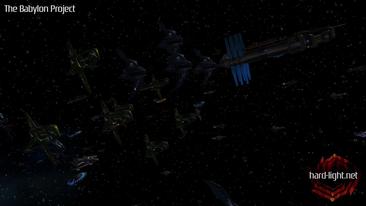 HardLightPro's tweet photo. A diverse fleet arranges itself by the galaxy's last best hope for peace: Babylon 5. #freespace #spacesim #babylon5 #thebabylonproject https://t.co/KBINjTyJAT