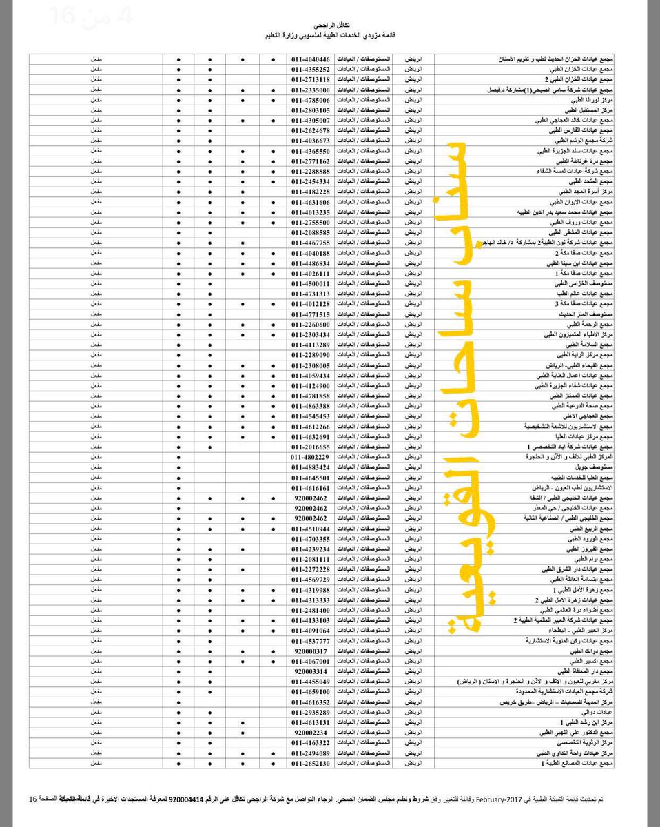 ساحات القويعية On Twitter قائمة مزودي الخدمة لتأمين تكافل الراجحي لمنسوبي وزارة التعليم ساحات القويعية