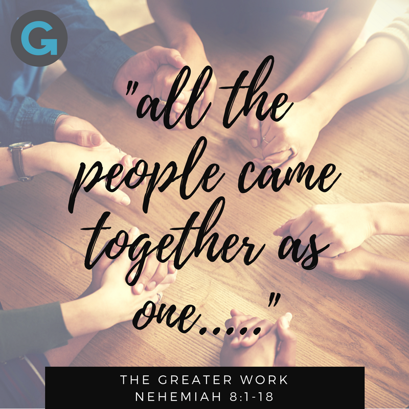 graceinauburn's tweet photo. Are you experiencing spiritual #unity? Pray that we may be all one. Read Nehemiah 8:1-18 #GreaterWork #Forward #Nehemiah #SpiritualUnity https://t.co/5JPTirdlk3