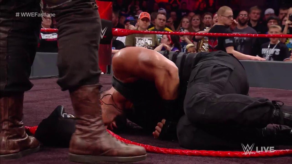 The #MonsterAmongMen <a href="/StrongerThanMen/">Braun Strowman.</a> throws @WillCanAndDid into the turnbuckle...and the WHOLE ROPE EXPLODES! #RAW