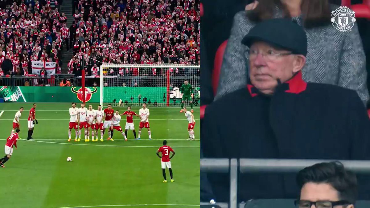 Throwback to when Zlatan scored that free kick against Southampton in the EFL Cup final. Not many players can get Sir Alex Ferguson on his feet celebrating like this! 😍