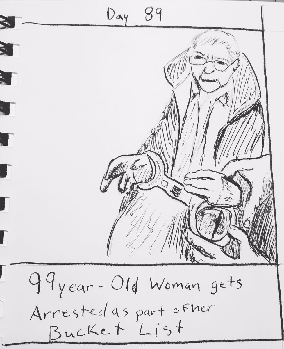 NMSC_ART's tweet photo. Day 89 99yr old woman arrested
#The100DayProject #NMSC_ART #100daysoftruestories #penandink #goodnews #elderly #bucketlist #oldandawesome https://t.co/tFoSc7mKTp