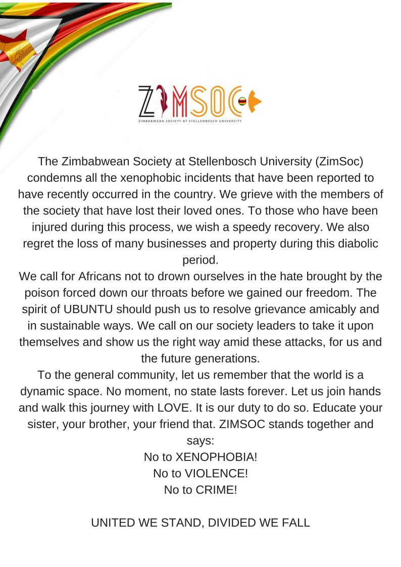 We say NO TO XENOPHOBIA!