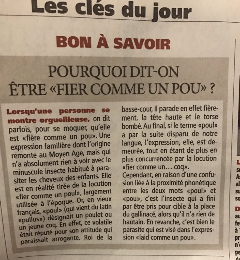 trafalghar's tweet photo. Le "Pourquoi" du jour par #DirectMatin | et, toi, tu sais pourquoi dit on être "fier comme un pou"? Have a good day! https://t.co/RxDnrHnbW9
