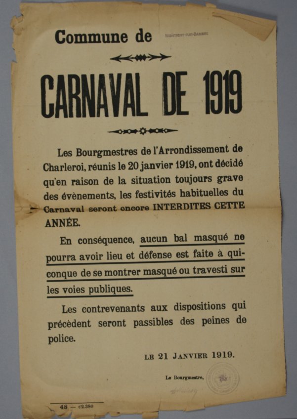 M2GMeaux's tweet photo. Quand la guerre bouleverse rites et traditions : pas de #MardiGras à Montigny-sur-Sambre (Belgique) même après l'armistice https://t.co/Fk40T7wMu2