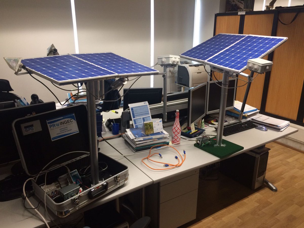 grupoproingec's tweet photo. Maqueta que mostraremos en #GENERA2017 @feriademadrid así funcionan ls #controladores #inteligentes para seguimiento solar a 1&amp;2ejes. #solar https://t.co/2AOIDh8bsJ