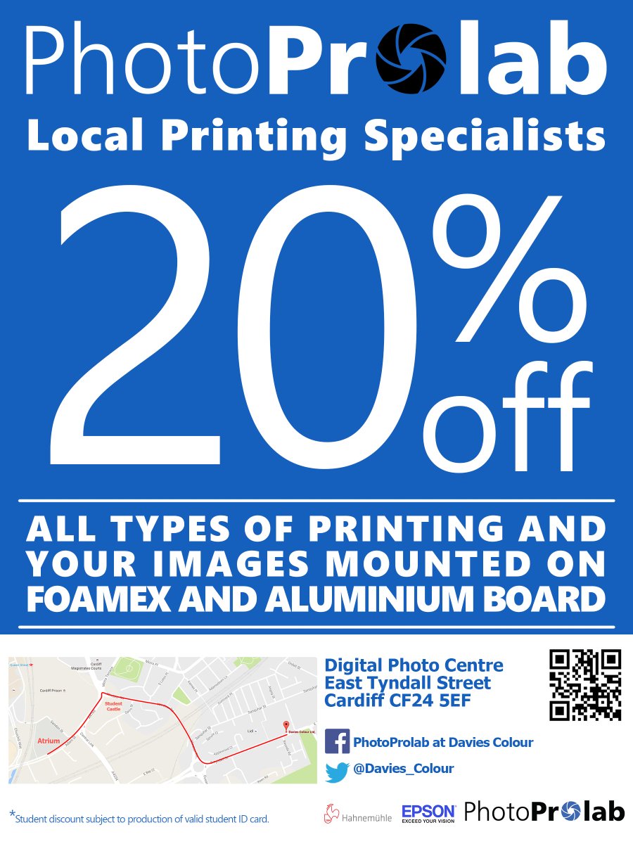 PhotoProlab's tweet photo. @pupilsphere 20% discount for students and free photographic printing help and advice #Students #PRINTING #photography #PHOTOS https://t.co/1AgXGMHp6P