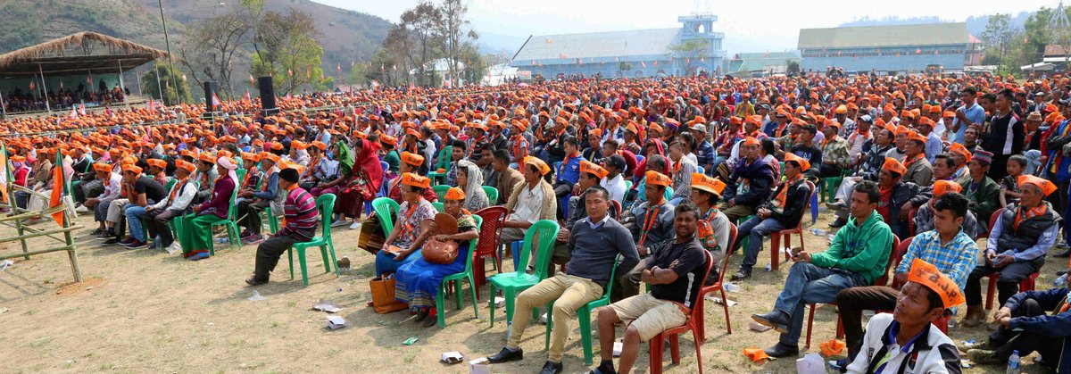 AmitShah's tweet photo. Kangpokpi,Manipur: Congress government in Manipur is a epitome of Corruption,CM Ibobi has not done work worth even a penny in Manipur state. https://t.co/7cEmCDGMGT