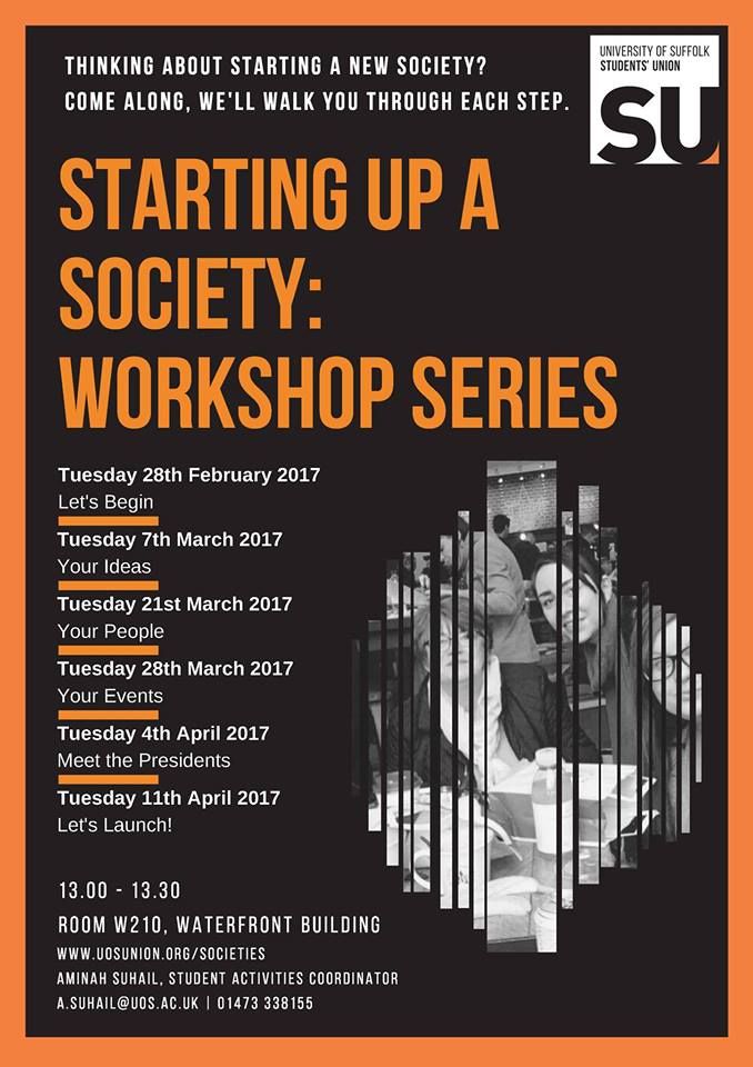 Society workshops start today from 1pm in W210 of the waterfront building! Get involved today, what's stopping you?