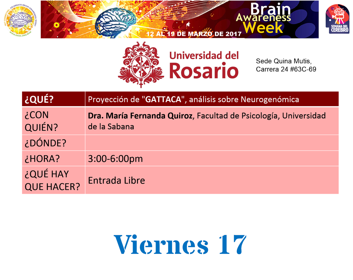ColombiaBAW's tweet photo. Programación Semana del Cerebro 2017 https://t.co/cvUMzbrVnx
