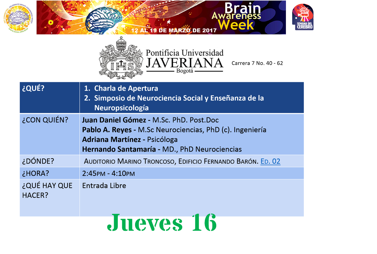 ColombiaBAW's tweet photo. Programación Semana del Cerebro 2017 https://t.co/8592sPTU4V