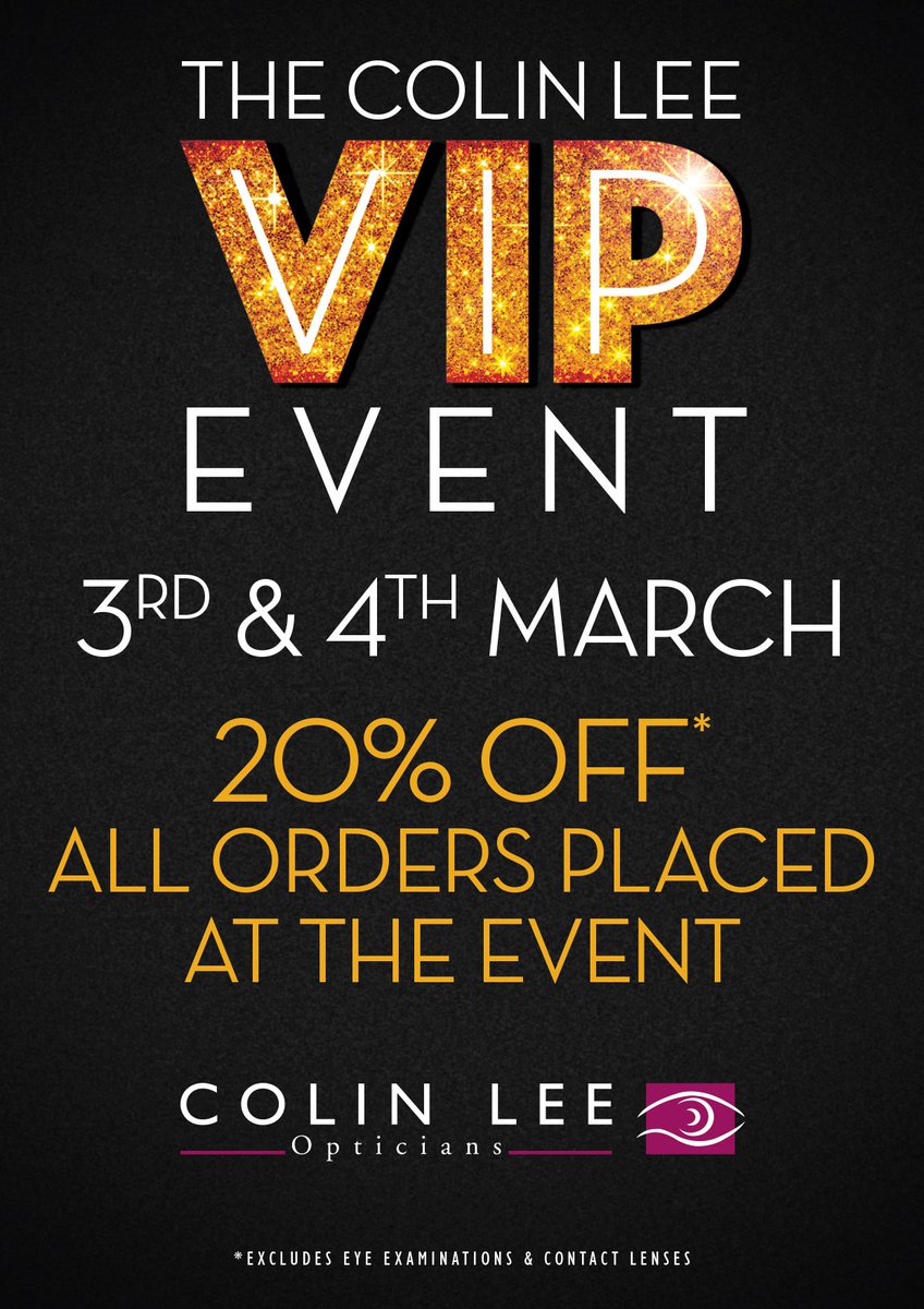 ColinLeeOptics's tweet photo. Join us this weekend at our Great Barr branch for 20% off all orders placed. #Greatbarr #VIP #Offers https://t.co/fBBT0pIDu2