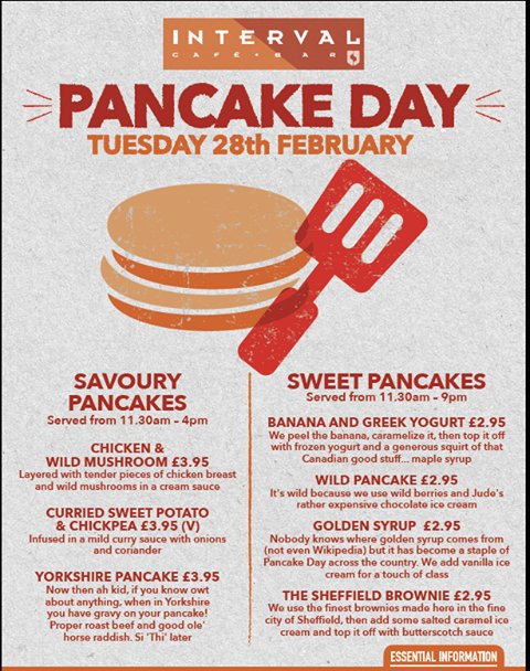 Here's a snapshot of the menu in all it's glory. Very excited to offer up the Yorkshire Pancake this year #properpancakescomewithgravy