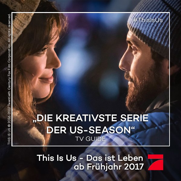 ProSieben's tweet photo. Diese Serie feiert die Liebe, das Leben und sorgt für große Überraschungen! #ThisIsUs #Frühjahr https://t.co/dtpe8a6O4r