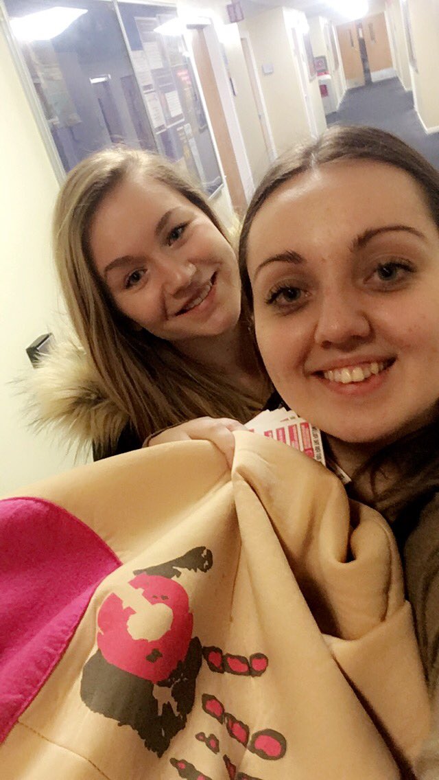 Half of <a href="/CoppaFeelPeople/">CoppaFeel!</a> <a href="/UONBoobTeam/">CoppaFeel!</a> going round promoting the text service! <a href="/KrisPoB/">Kris Hallenga</a>