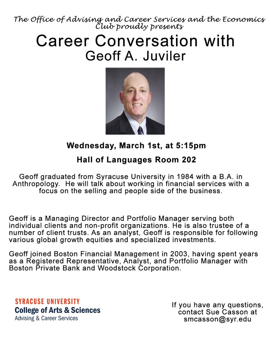 WorkingOrange's tweet image. Tomorrow: Don't miss these great events on campus! Brought to you by @ArtSciencesSU! cc @CareerSU