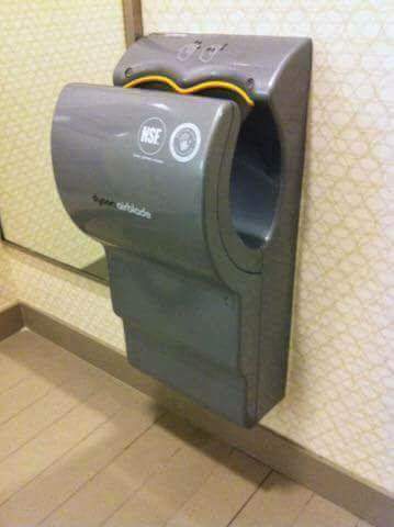 Encountered this strange contraption in the gents of The Dog &amp; Duck yesterday. Blew my wee right back at me. I can't see them catching on.