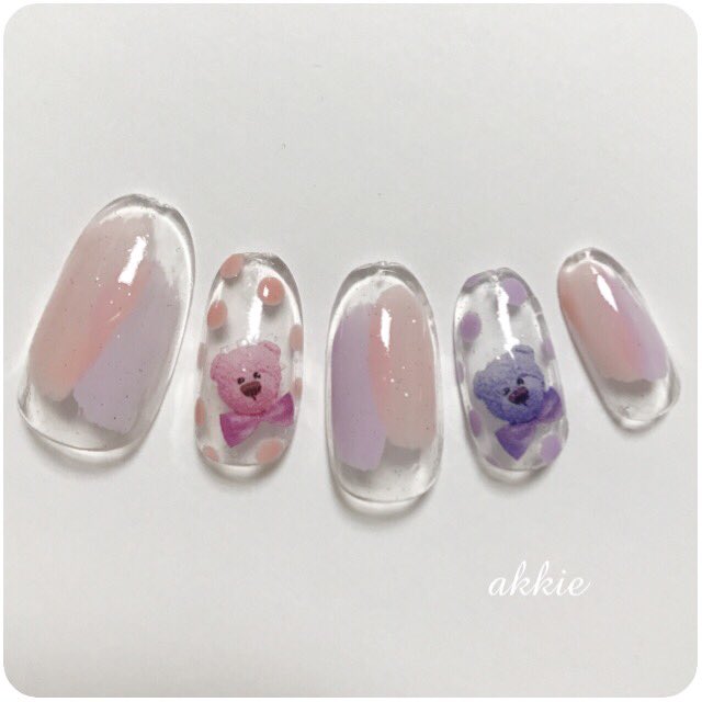 アッキー On Twitter カラフルクマさんネイル しずく