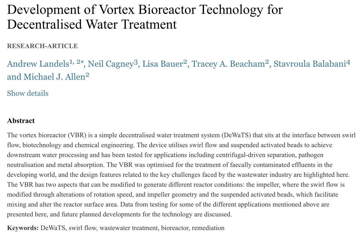 Mike_J_Allen's tweet photo. Review of our @gatesfoundation work on #vortexbioreactor now out! #sanitation #dewats
https://t.co/MkxnFFVBnU https://t.co/M0pr8tI8DR
