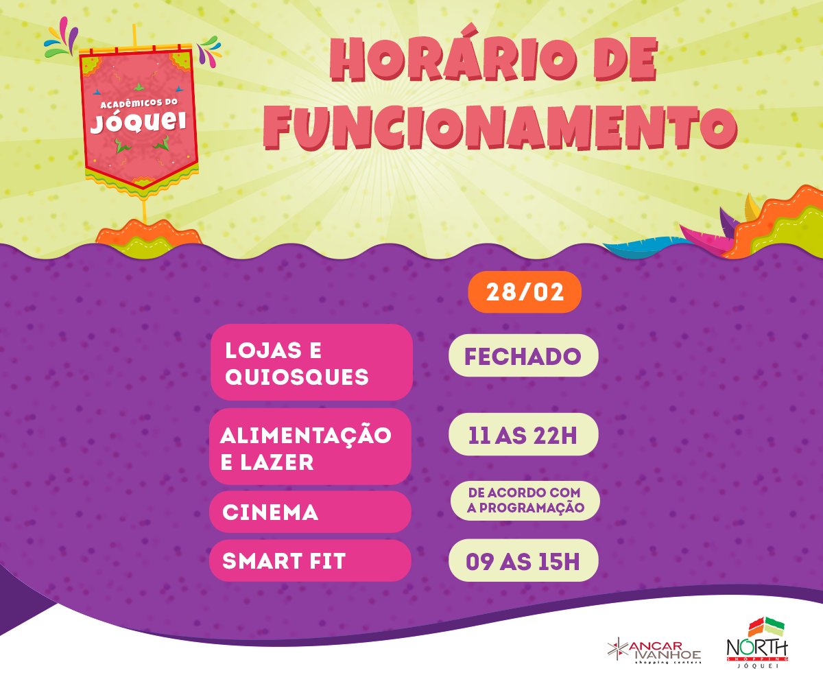 Confira nossos horários de terça  nesse carnaval: