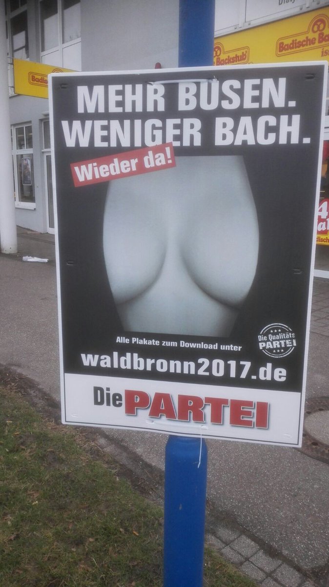 AerForS's tweet photo. Einfache, verständlich Botschaften für die sexuell frustrierten Bürger von #Busenbach . Mein Penis wählt @DiePARTEI https://t.co/HaaszPhzg7