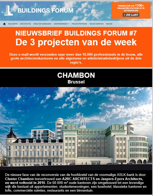 Chambon in Brussel, project van de week op <a href="/BuildingsForum/">Buildings Forum</a> en één van onze referenties.
