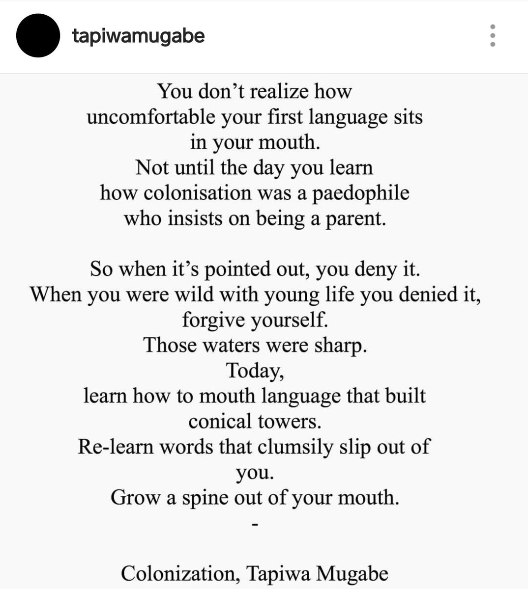 ZakiaDimassiMD's tweet photo. @TapiwaMugabe1 on #colinization and mother #language https://t.co/RKW4i0m0ZT