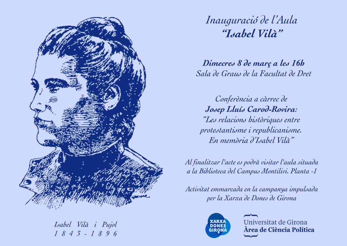 cpoliticaudg's tweet image. Inaugurem Aula &quot;Isabel Vilà&quot; @UdGBiblioteca amb conferència de luxe de @CarodRoviraJLl #8Març 16h @Udgfdret emmarcat campanya @XarxaDonesGi