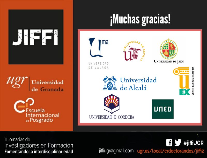 JiFFi_UGR's tweet photo. Hemos recibido trabajos de varias universidades para #jiffiUGR 😀¡Muchísimas gracias por todo! ¡Sigamos aumentando esta lista! 👏 https://t.co/pBBptsdYLD