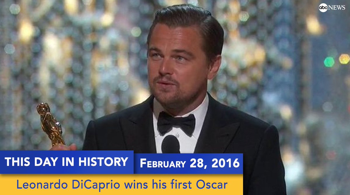 GMA's tweet image. On this day last year, @LeoDiCaprio won his first @TheAcademy Award. #Oscars