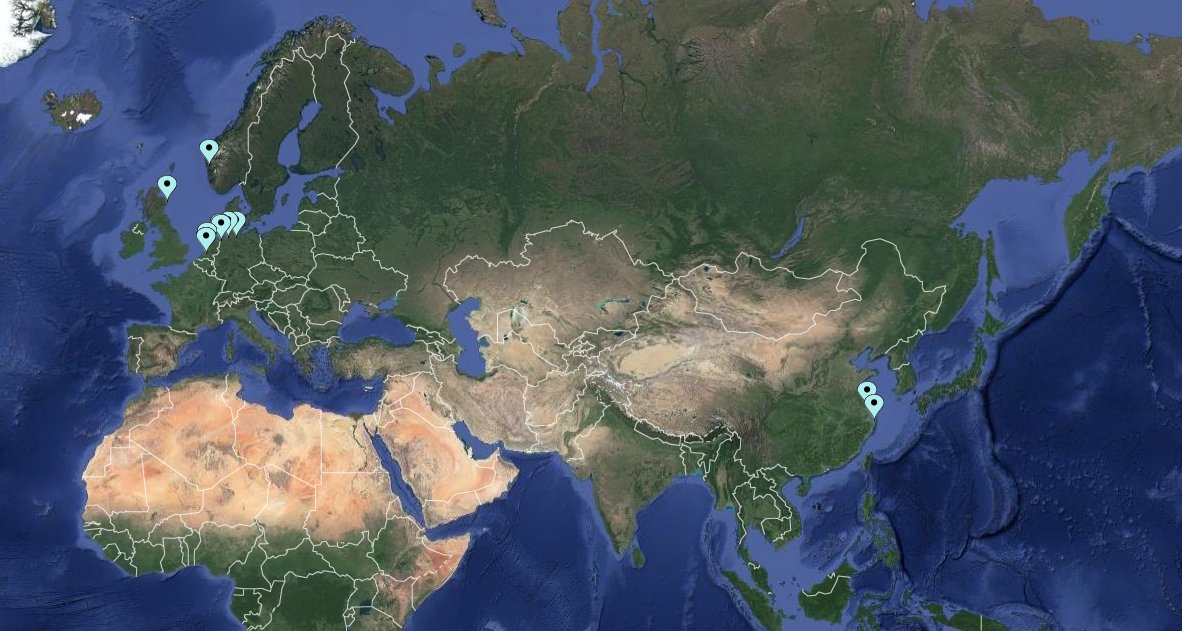 Спутниковая карта мира с линейкой