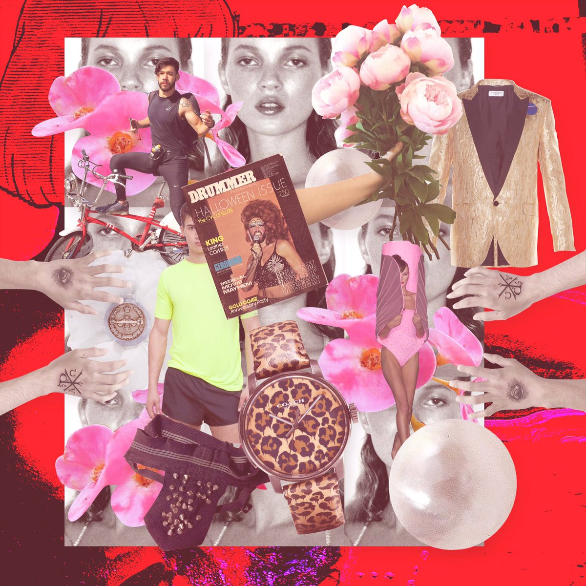 rogelio_cda's tweet photo. Suenan sirenas en la Ciudad ๐ค๐ฟ๐ธโจ #collage #queerart #katemoss #peonies #saintlaurent #jockstrap #drummermagazine #drag https://t.co/n1UW6DmQyC