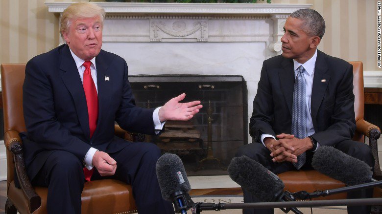 CNN's tweet photo. President Trump says he believes former President Obama is behind the leaks within his administration https://t.co/aCreN5c8SK https://t.co/MNCKM8FTQz