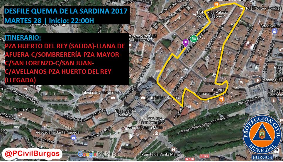 DESFILE QUEMA DE LA SARDINA 2017 | Os dejamos el mapa por donde discurrirá el desfile🎉🎊🎭 Sigue instrucciones personal de seguridad👮