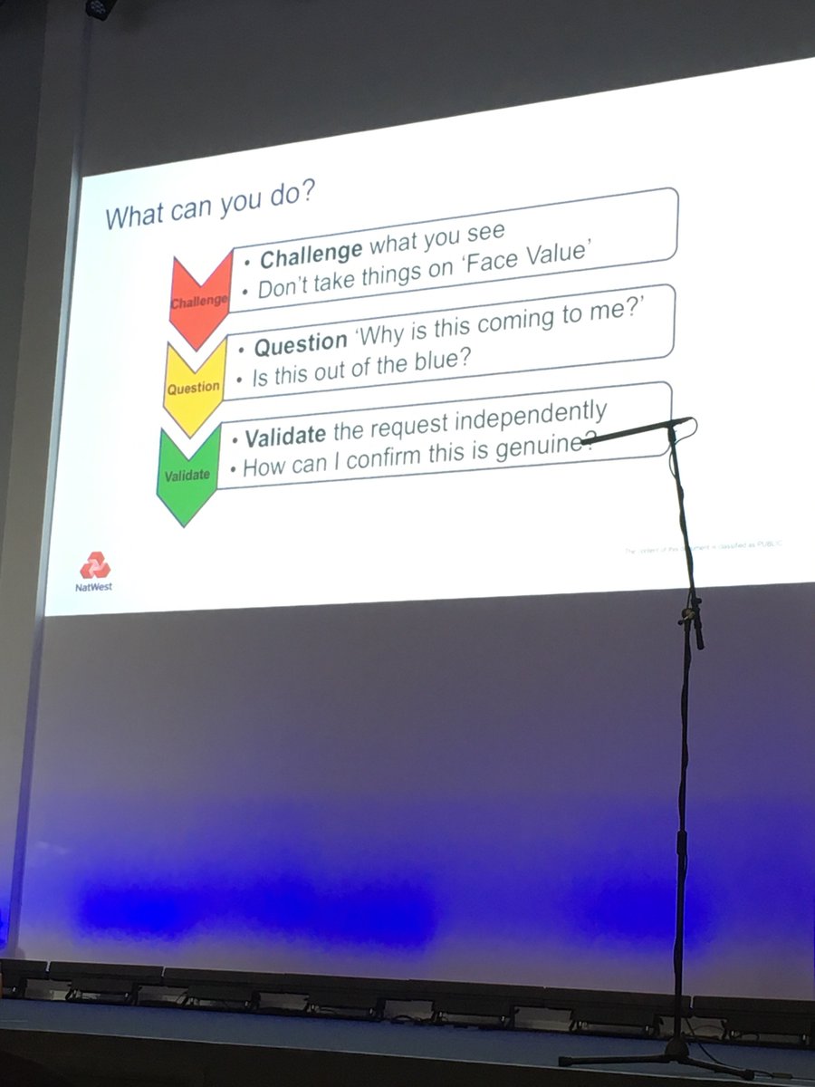 FBarrett_WyFi's tweet photo. Great fraud awareness advice from Helen Potts at @NatWest_Help #phishing #yhcyberprotect https://t.co/EEparkhMKA