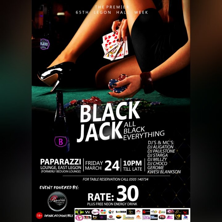shashalenchi's tweet photo. I party in Black 
#BlackJack #AllBlackEverything 
24th March 
Paparazzi Lounge inside Lizzy's Sports Complex, East Legon https://t.co/5I7G3odx4k