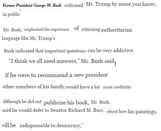 News_Remixed's tweet photo. Former Pres #Bush Jnr seizes opportunity to openly #resist Trump on book interview https://t.co/yx18syWfeX https://t.co/nXSi1HbQG1