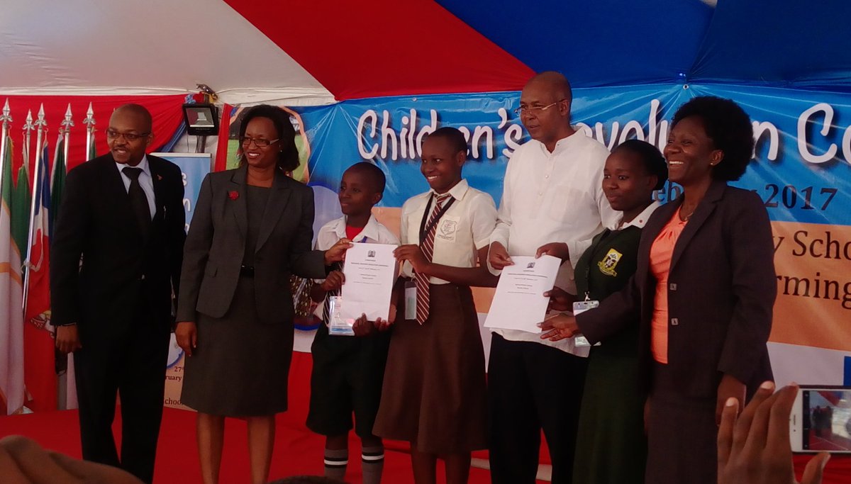 asunza's tweet photo. HE @JohnMruttu and PS , Mochache receiving the Children Communique with the asks #childrenconference https://t.co/GgQSuxbHCo