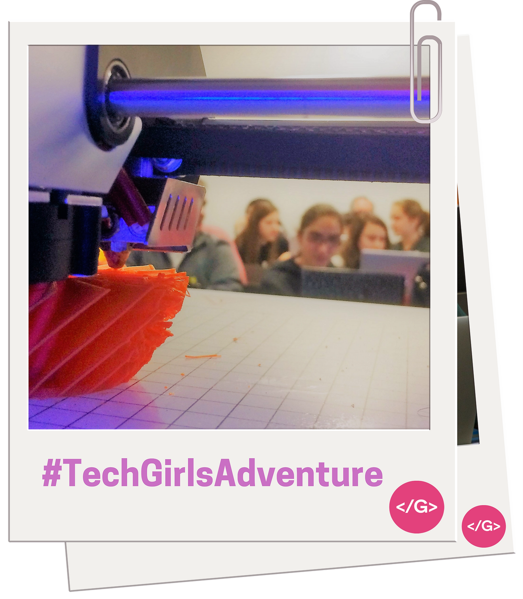 GirlsInLab's tweet photo. ¡Nos fascinamos con el #3DPrinting! #GirlsHack #TechGirlsAdventure https://t.co/EMC4jTROmA https://t.co/tf7AnNEZjz