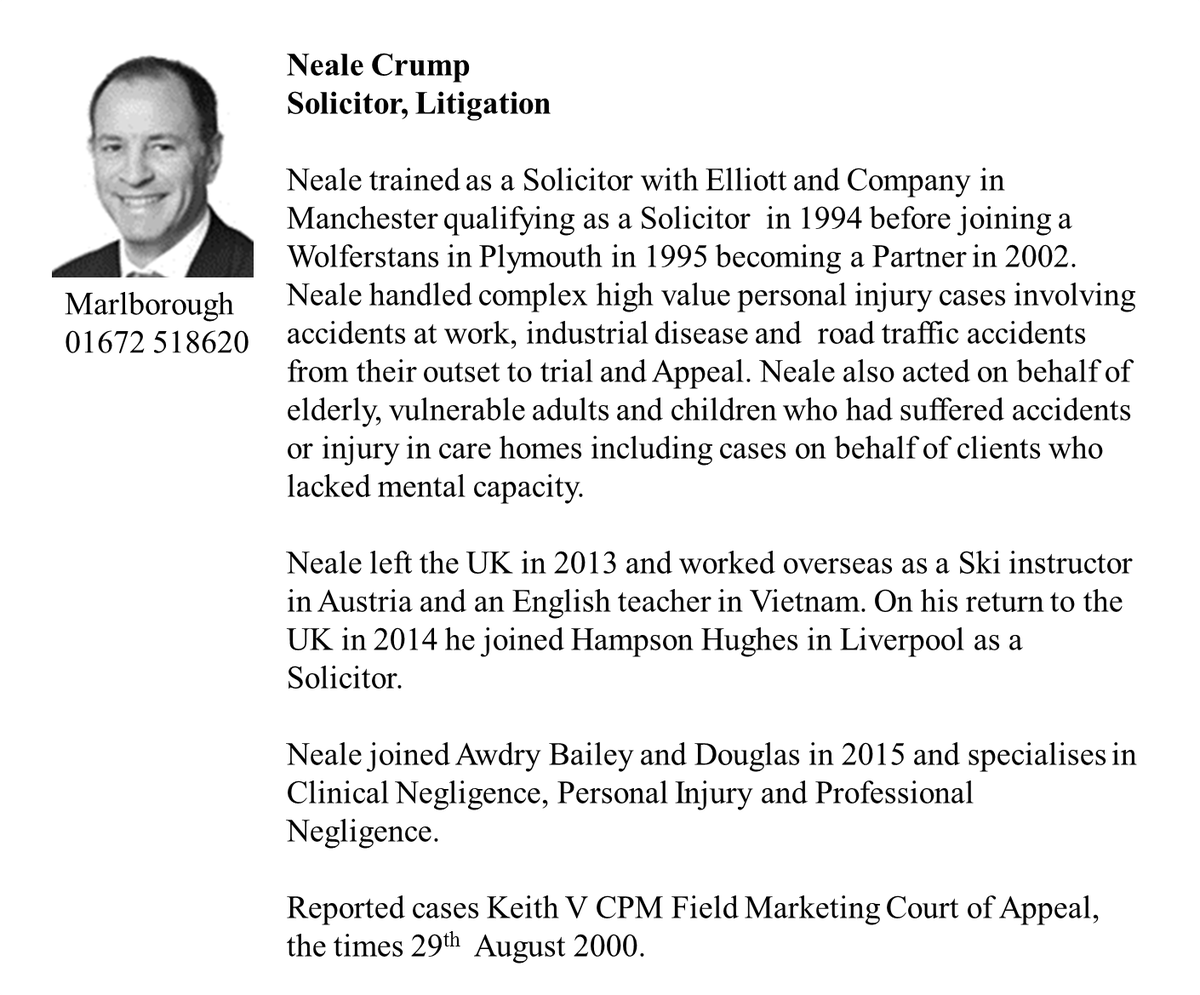 ABDlitigation's tweet photo. Neale specialises in high value complex #personalinjury and #clinicalnegligence cases and he is based in our #Marlborough office https://t.co/wpKji68Jvh