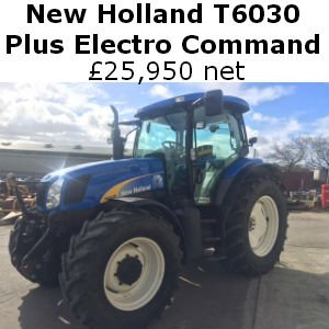 New Holland T6030 Plus Electro Command £25,950 net
HX09 reg; 3200 hours; front linkage
Call Treburley 01579 371133
goo.gl/wwB6h2