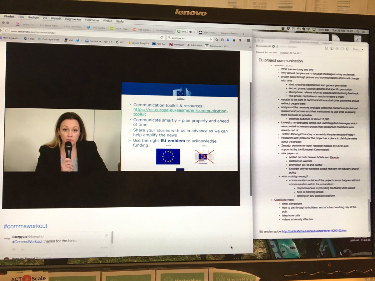 MetteCraggs's tweet image. #commsworkout: watching &amp;amp; learning for the benefit of @EU_ImpleMentAll - lots of good tips! ec.europa.eu/easme/en/news/…