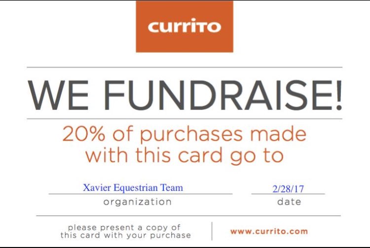 Come enjoy a meal at Currito today and help support XUET!!!🌯🌯😁