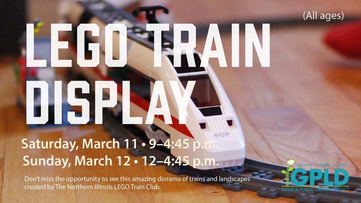 Geneva_Library's tweet photo. LEGO Train Display March 11-12 @Geneva_Library - enjoy an  amazing diorama of trains and landscapes! https://t.co/DEFeMrRpjT