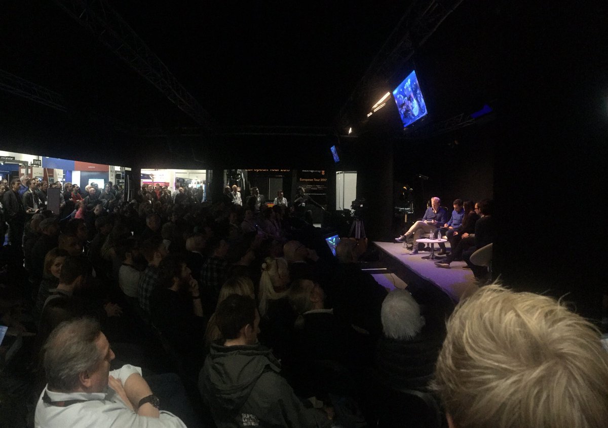 Panel on storytelling in 360 packed out at the cinematography &amp; lighting theatre #BVE17